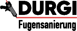 Das Logo von DURGI Fugensanierung zeigt eine stilisierte Silikonspritze mit einer roten Linie, die eine frisch gezogene Fuge symbolisiert. Die rote Linie unterstreicht das Wort 'DURGI' und verbindet es mit dem Begriff 'Fugensanierung'. Das Design vermittelt Handwerk, Präzision und Qualität in einem modernen, professionellen Look.